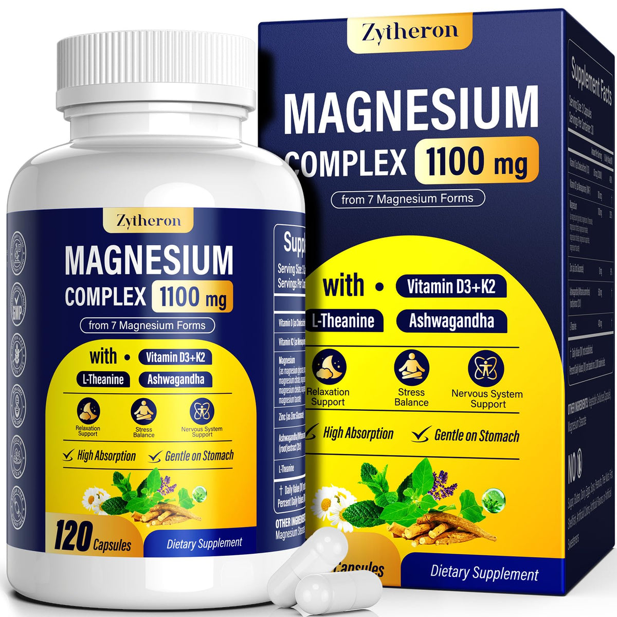 Complexe de magnésium Zytheron 1100mg 120 capsules vue de face