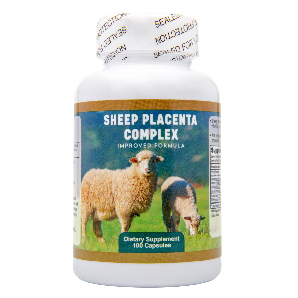 Complexe de Placenta de Mouton Nu-Health 100 capsules vue avant