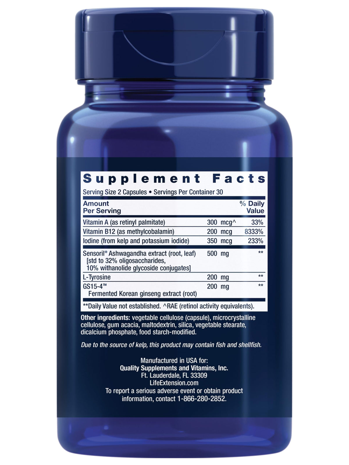 Complexe de Soutien Thyroïdien Life Extension 60 capsules étiquette
