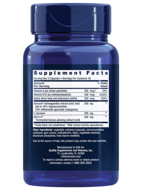 Complexe de Soutien Thyroïdien Life Extension 60 capsules étiquette
