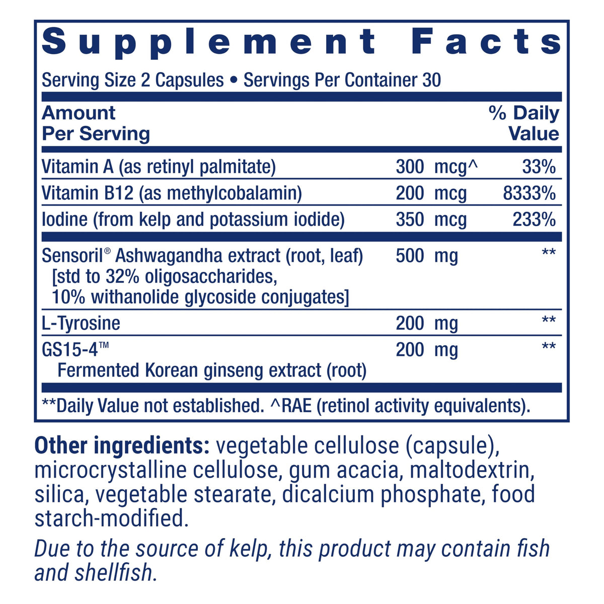 Complexe de Soutien Thyroïdien Life Extension 60 capsules vue de côté