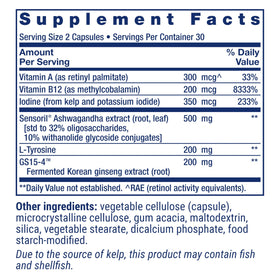 Complexe de Soutien Thyroïdien Life Extension 60 capsules vue de côté