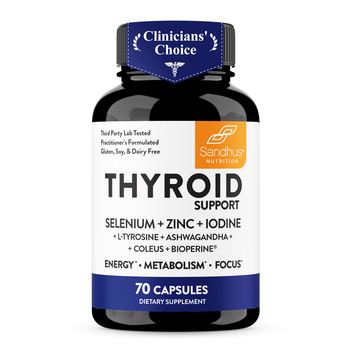 Complexe de soutien thyroïdien Sandhu's - flacon de 70 capsules
