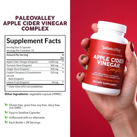 Complexe de Vinaigre de Cidre de Pomme Paleovalley 90 g avec étiquette