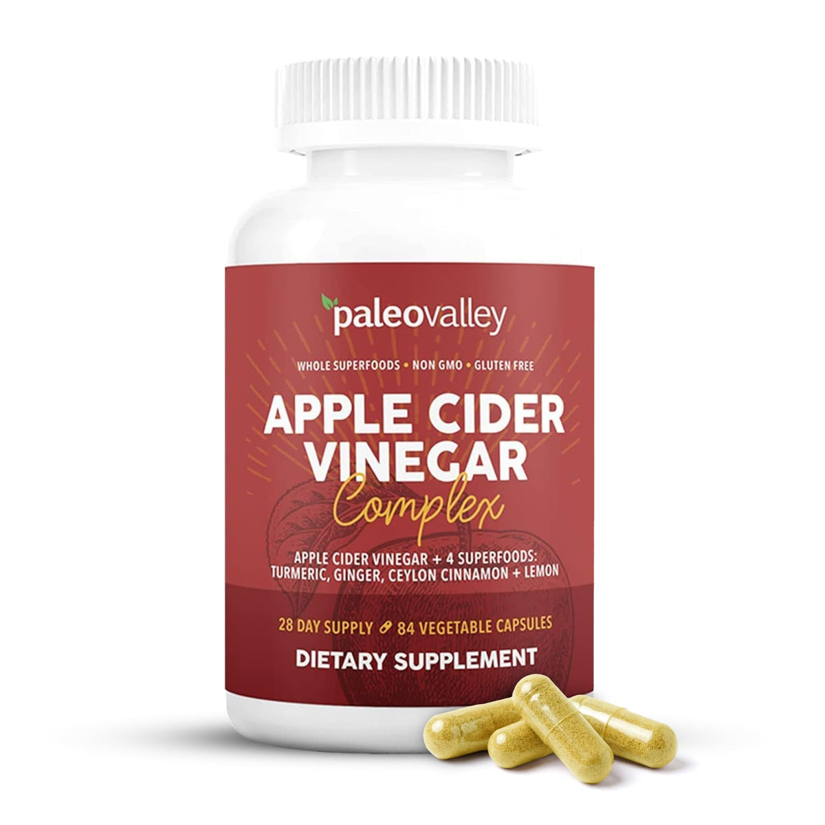 Complexe de Vinaigre de Cidre de Pomme Paleovalley 90 g vue de face