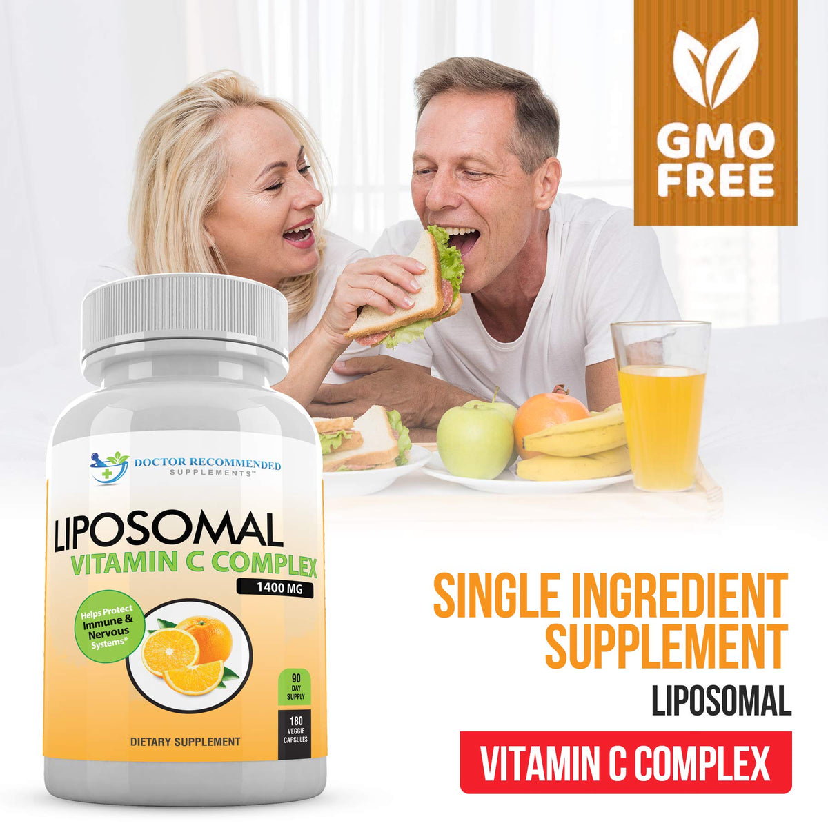 Complexe de Vitamine C Liposomale 1400mg - Bouteille arrière