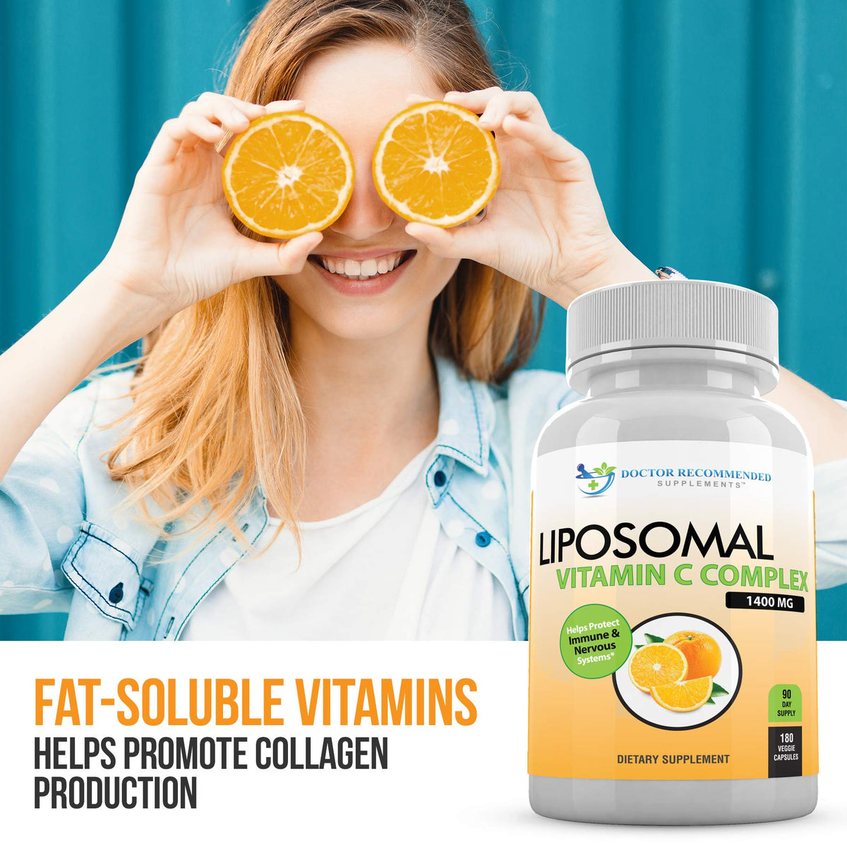 Complexe de Vitamine C Liposomale 1400mg - Gélules dans une main