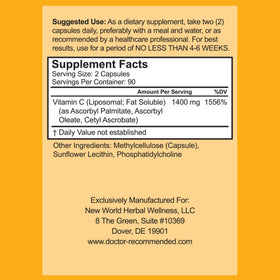Complexe de Vitamine C Liposomale 1400mg - Gélules végétales