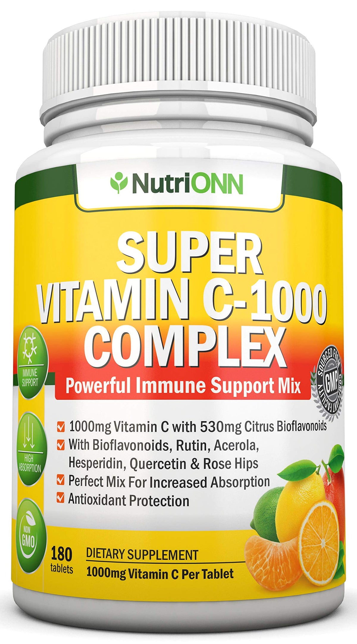Complexe de Vitamine C NutriONN 1695 mg - 180 comprimés vue de face