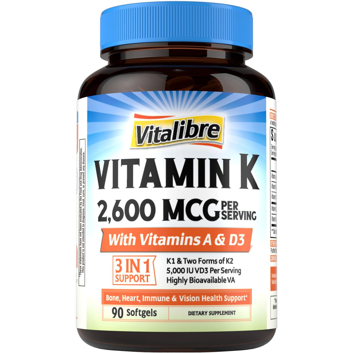 Complexe de Vitamine K Vitalibre 2600 mcg en boîte