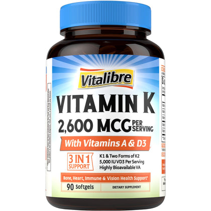 Complexe de Vitamine K Vitalibre 2600 mcg en boîte