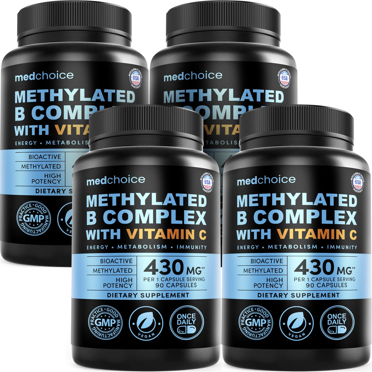 Complexe de Vitamines B 9-en-1 MEDCHOICE, boîte vue de face
