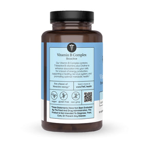 Complexe de Vitamines B The Wellness Company capsules sur fond blanc