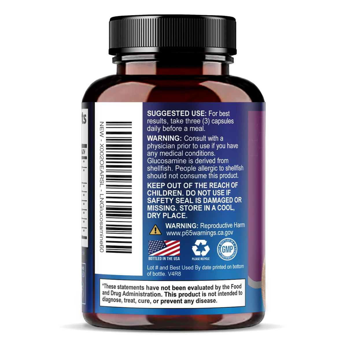 Complexe Glucosamine Chondroitin avec un verre d'eau