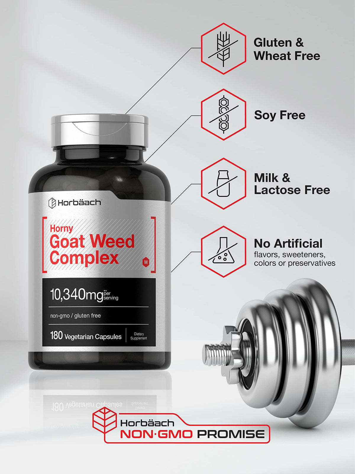 Complexe Horny Goat Weed de Horbäach avec fond neutre