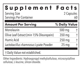 Complexe Humic-Monolaurin 120 capsules - étiquette