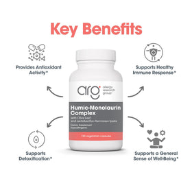 Complexe Humic-Monolaurin 120 capsules - présentation sur une table