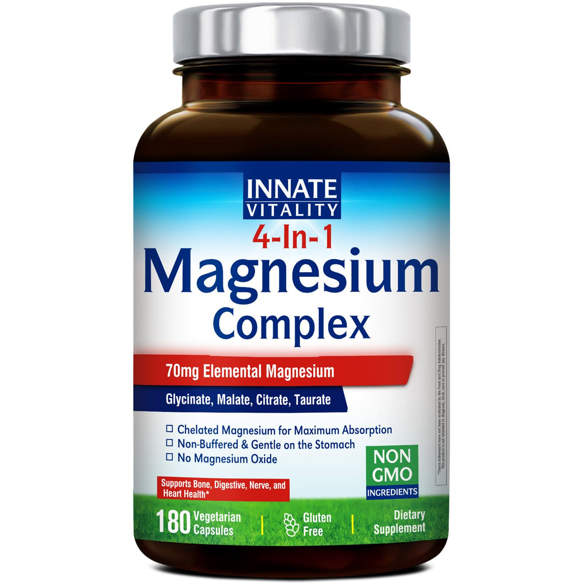 Complexe Magnésium 4 en 1 d'Innate Vitality, flacon de 180 capsules