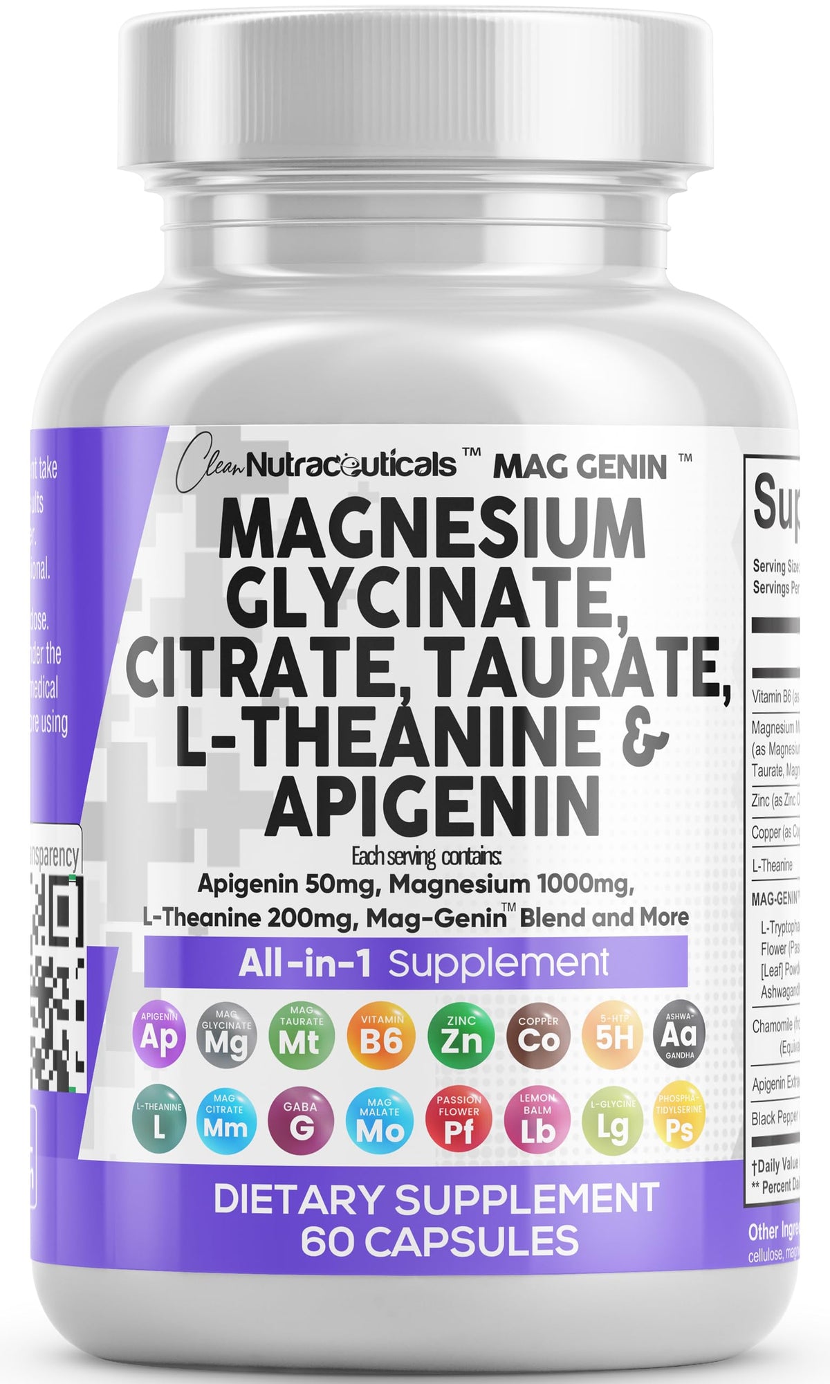 Complexe Magnésium Glycinate 1000mg Clean Nutraceuticals face avant