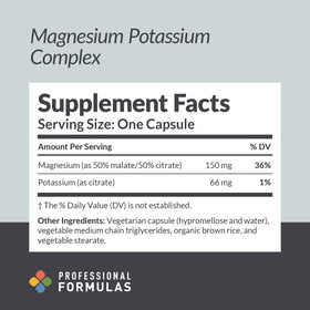 Complexe Magnésium Potassium 90 capsules avec étiquette détaillée