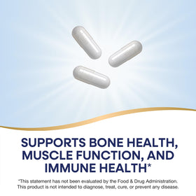 Complexe minéral Calcium Magnésium Zinc Nature's Way, capsules sur fond blanc