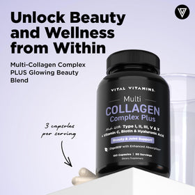 Complexe Multi-Collagène Vital Vitamins 308g avec étiquette et ingrédients