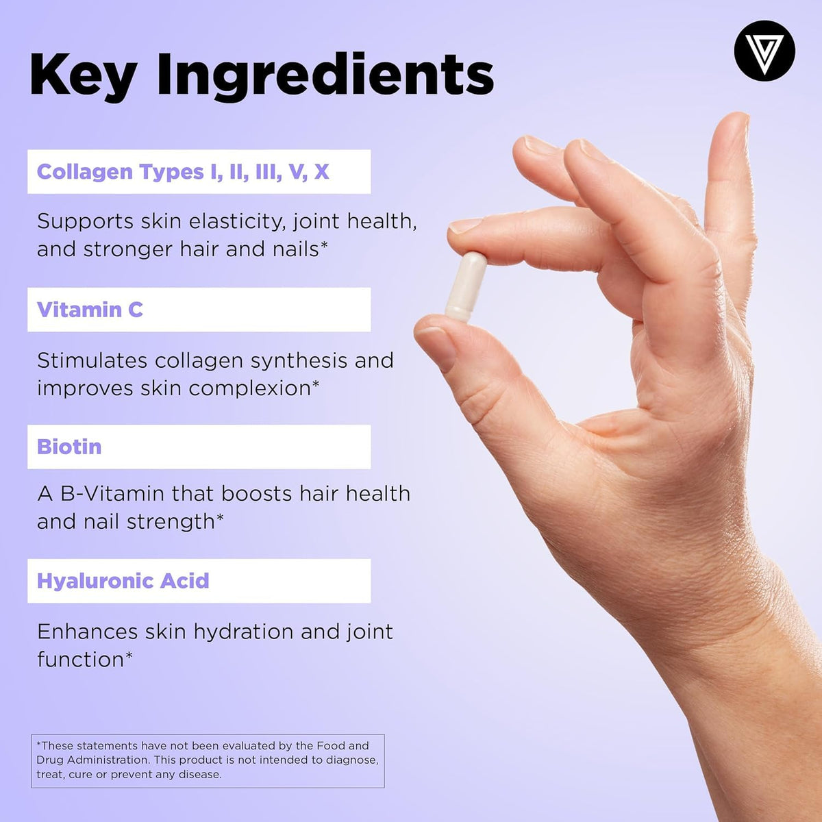 Complexe Multi-Collagène Vital Vitamins ouvert avec capsules visibles