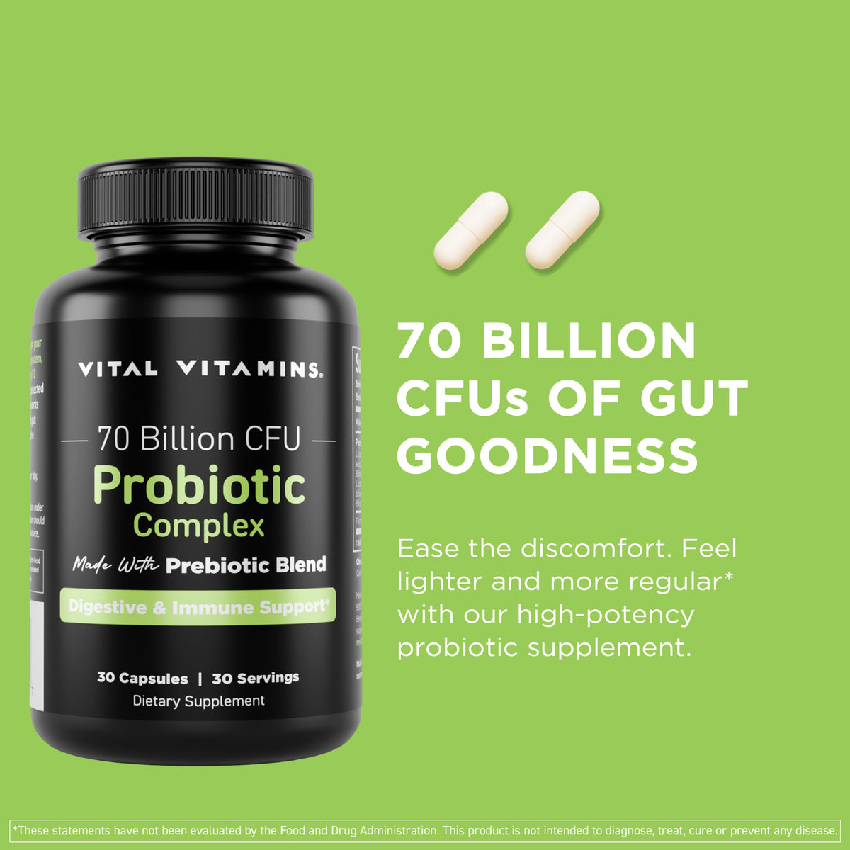 Complexe Probiotique Vital Vitamins 70 milliards CFU côté