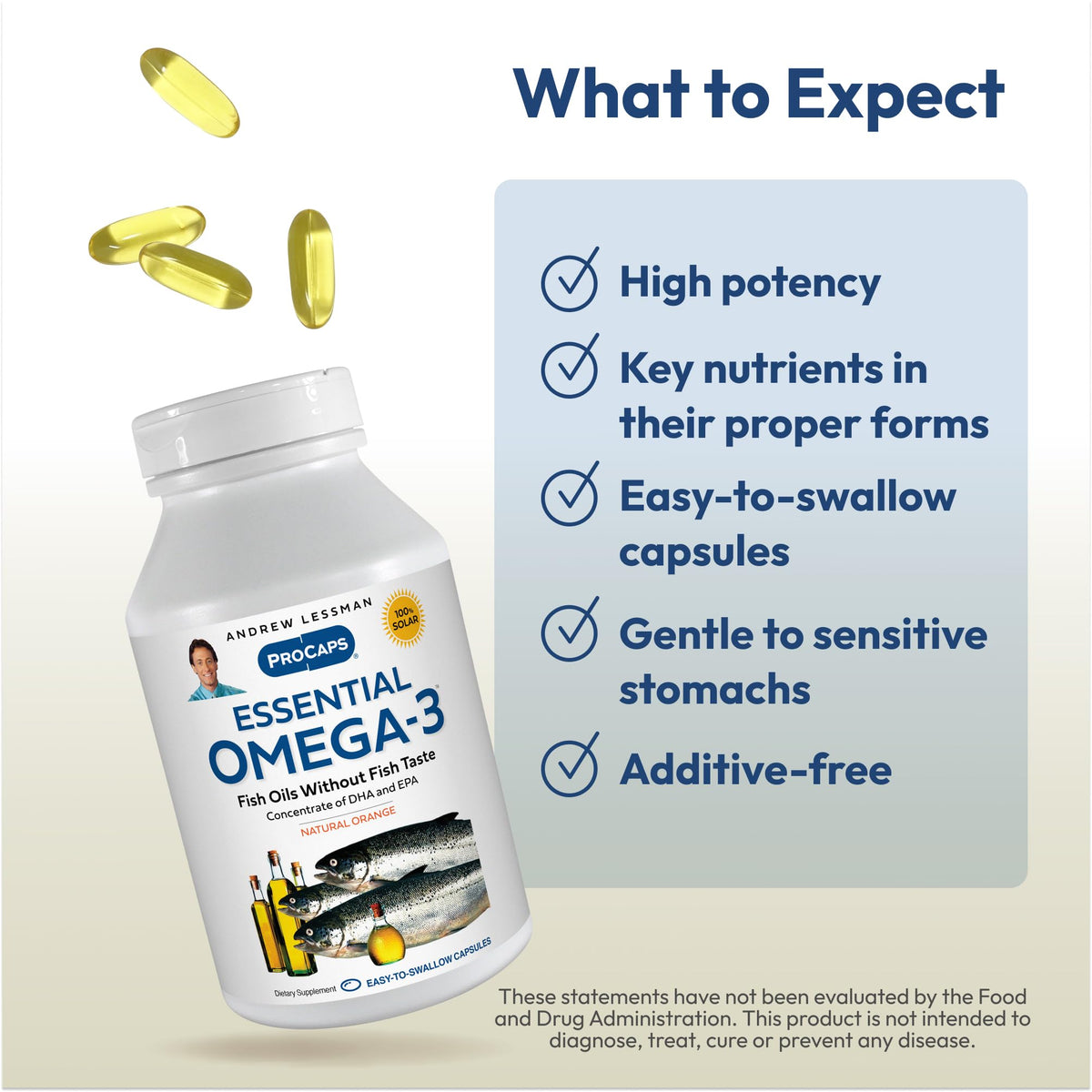 Composition d'ANDREW LESSMAN Omega-3 avec huile d'Ahiflower