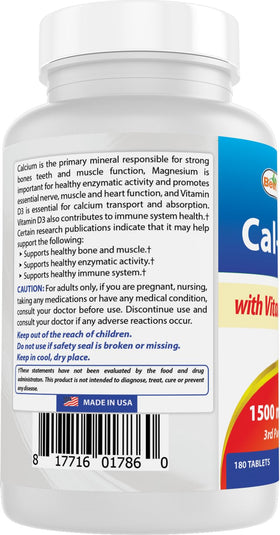 Composition de Best Naturals Calcium Magnésium sur une table