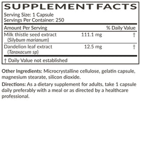 Composition de Futurebiotics Extrait de Chardon-Marie sur une table