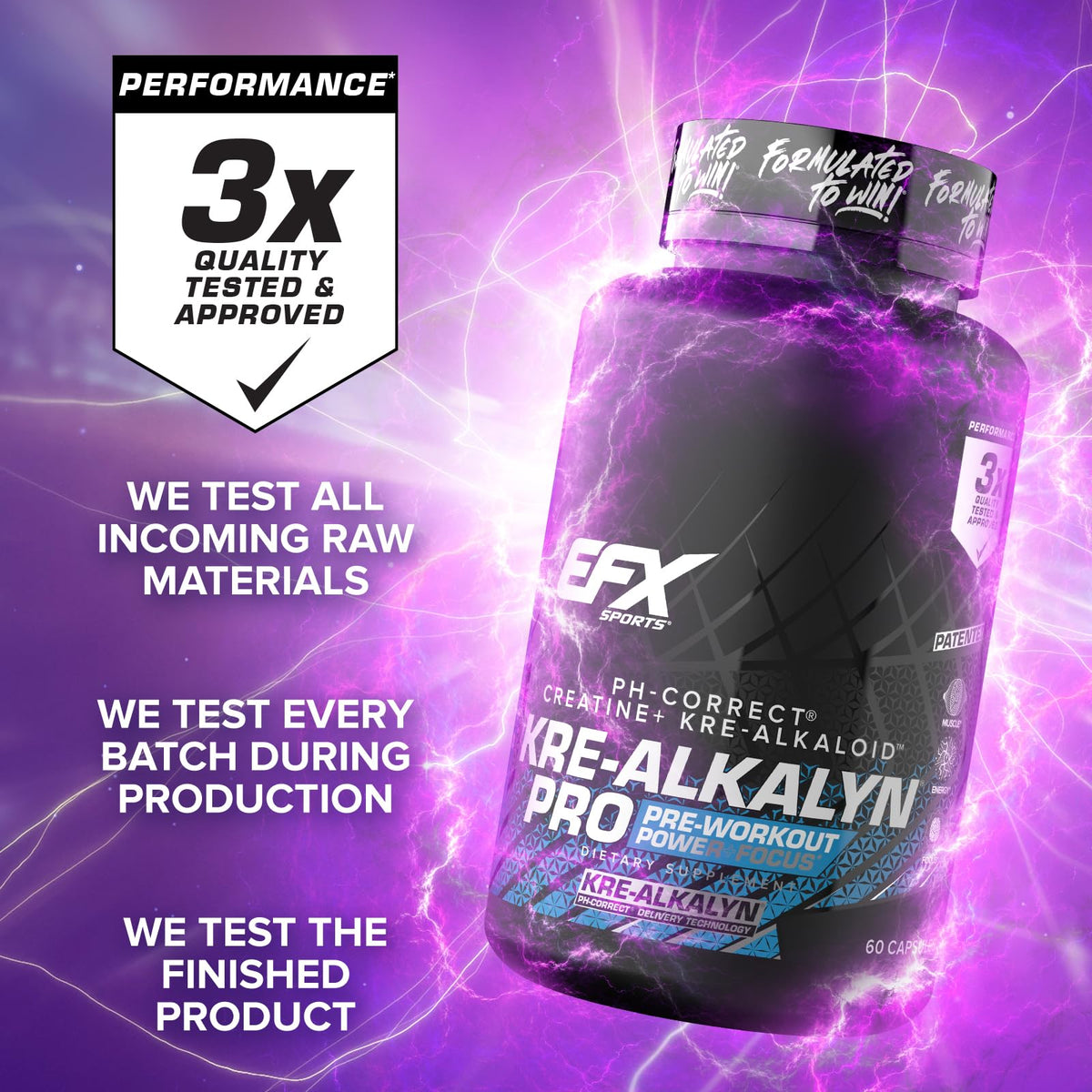 Composition de Kre-Alkalyn Pro d'EFX Sports sur l'étiquette