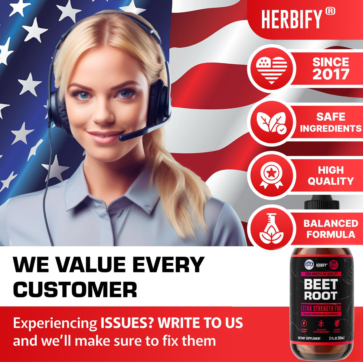 Composition de l'extrait de racine de betterave HERBIFY sur un fond clair