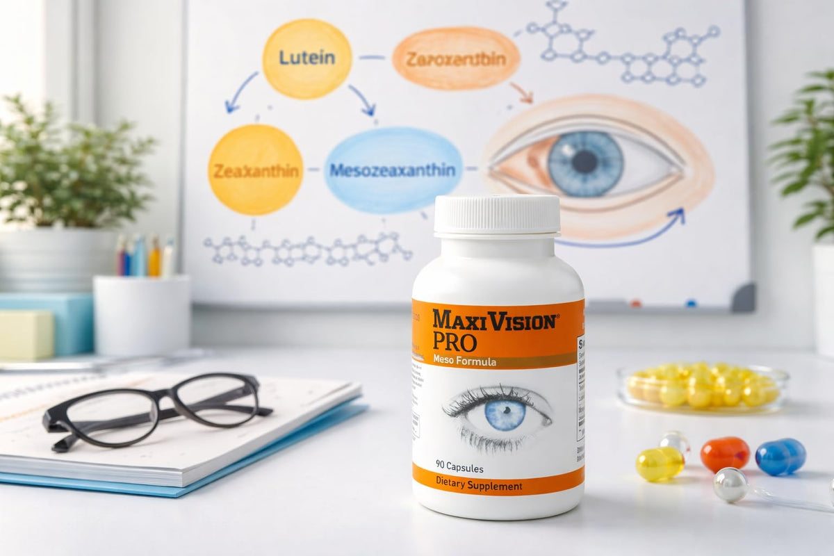 Composition de MaxiVision PRO Meso Formula avec lutéine et zéaxanthine
