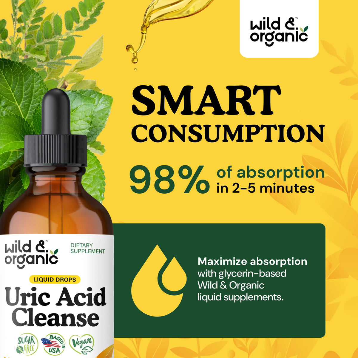 Composition de Wild & Organic Gout Support avec ingrédients visibles
