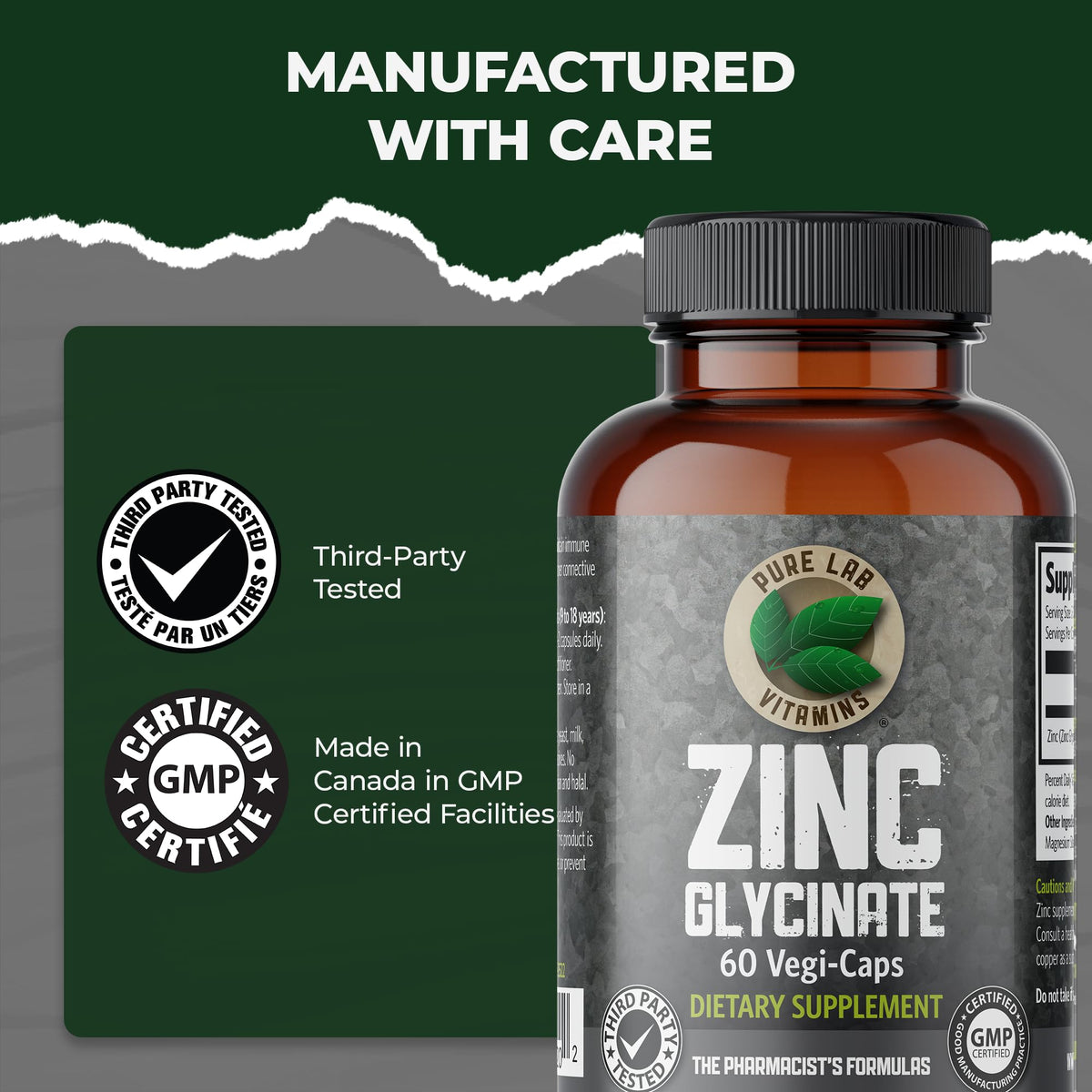 Composition de Zinc Glycinate Pure Lab Vitamins