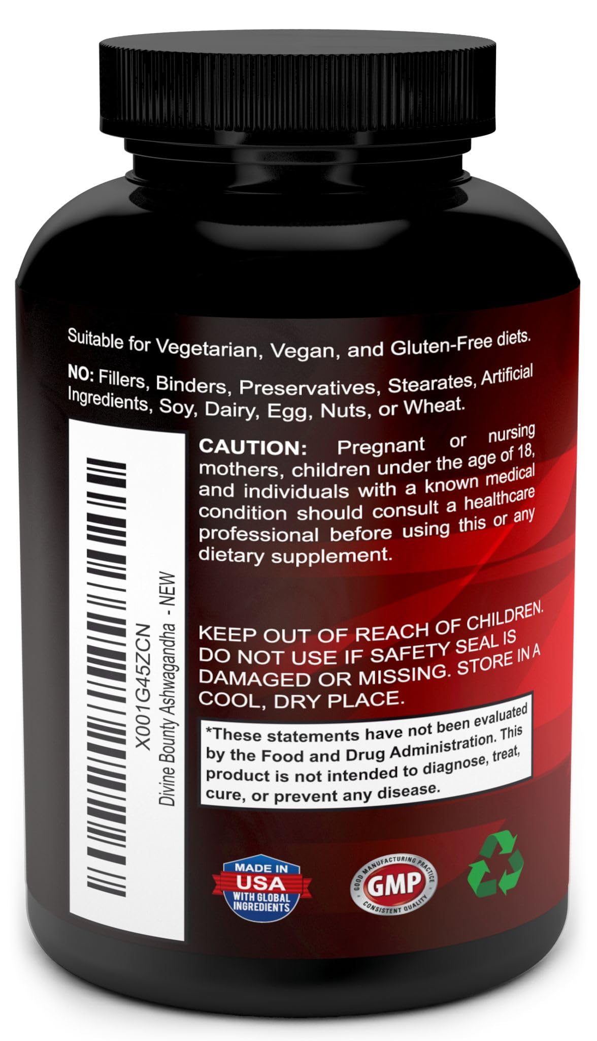 Composition des capsules Ashwagandha Divine Bounty