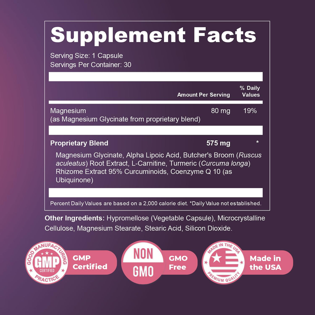 Composition des capsules avec ingrédients naturels