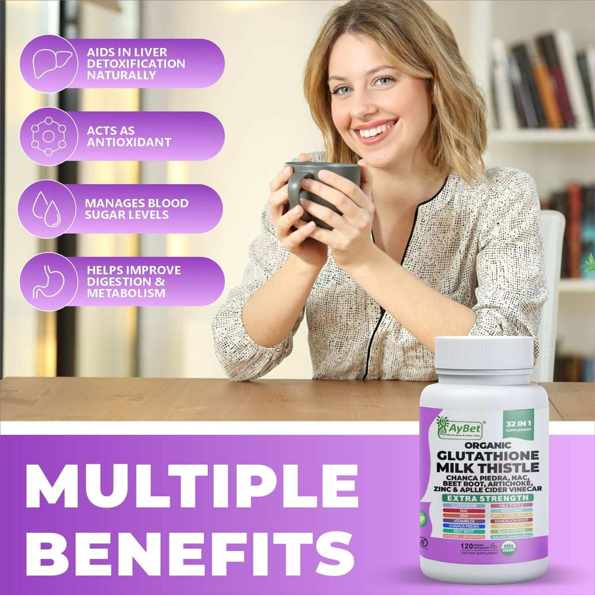 Composition des capsules AyBet Glutathione et Chardon-Marie