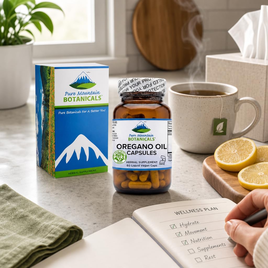 Composition des capsules d'huile d'origan Pure Mountain Botanicals