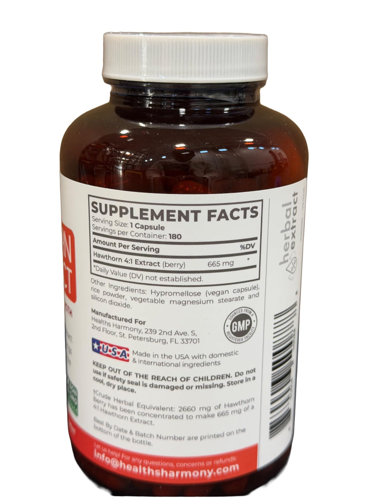 Composition des capsules de baies d'aubépine Healths Harmony