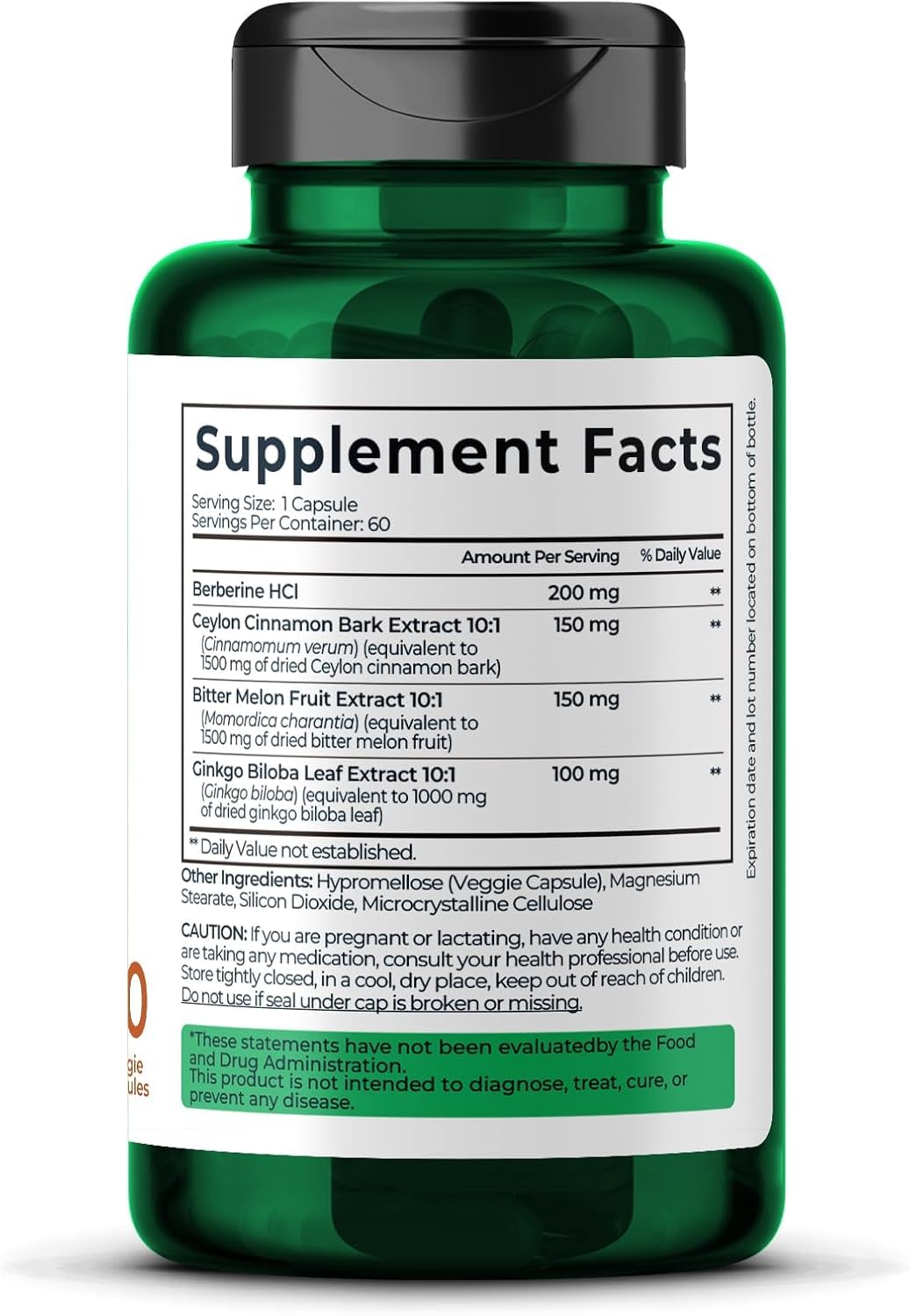 Composition des capsules de berbérine Divinity Nutra avec ingrédients détaillés