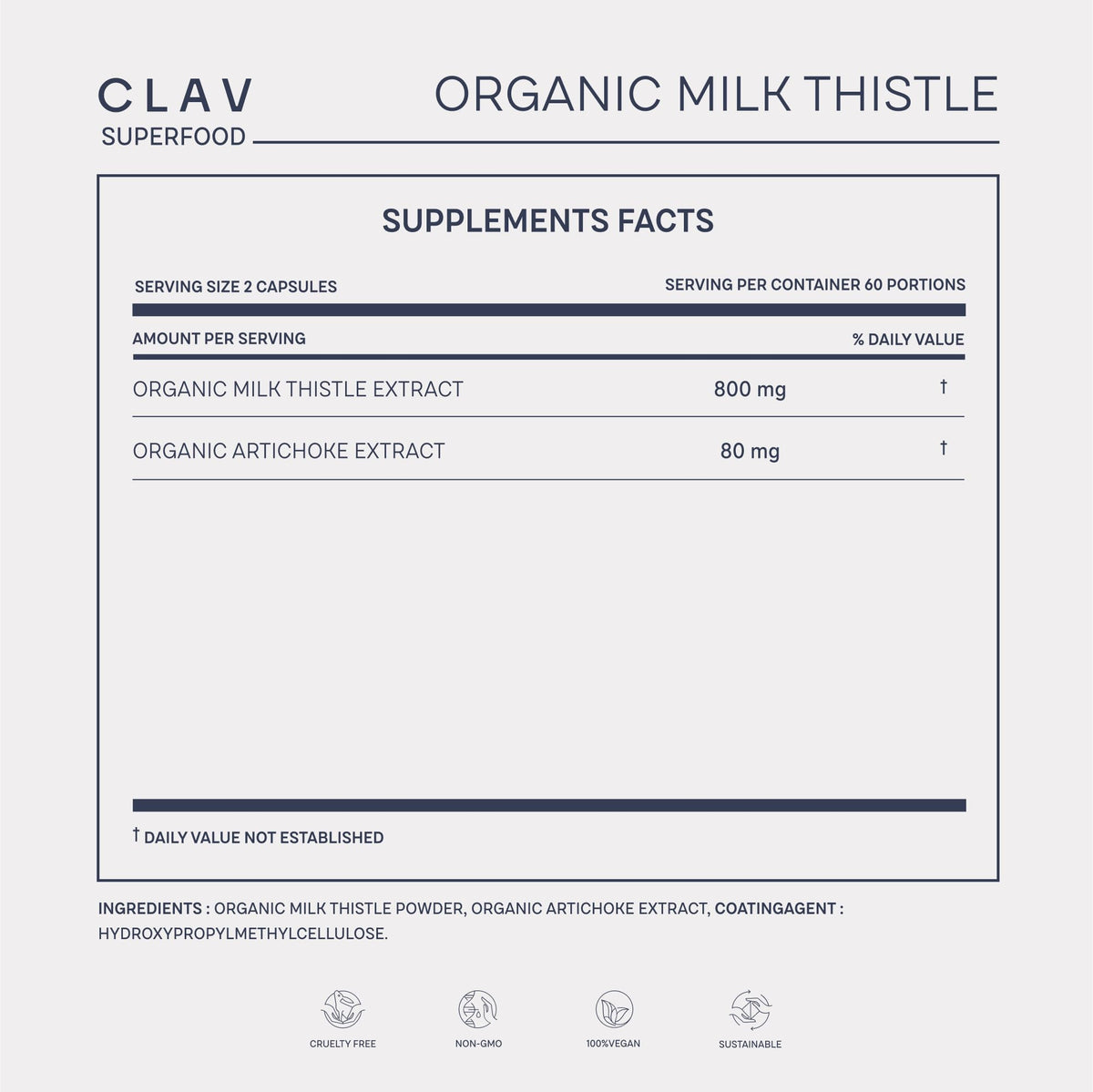 Composition des capsules de chardon-Marie et artichaut CLAV