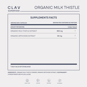 Composition des capsules de chardon-Marie et artichaut CLAV