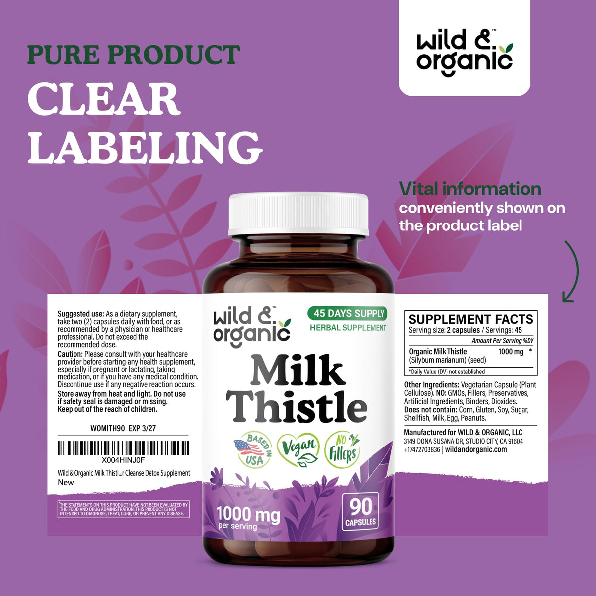 Composition des capsules de chardon-marie Wild & Organic