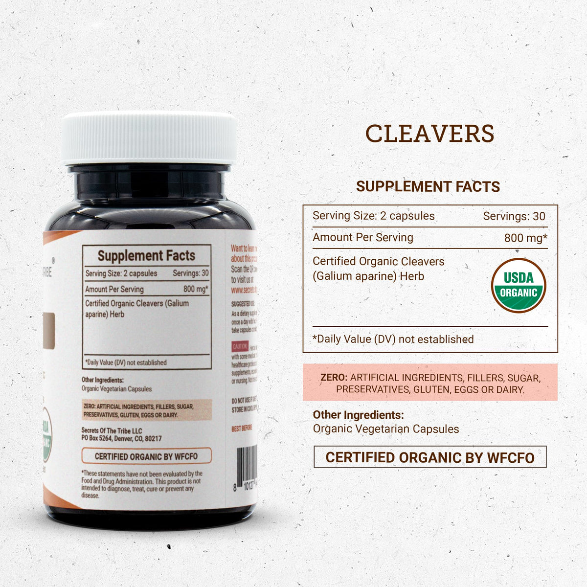 Composition des capsules de cleavers Secrets of the Tribe