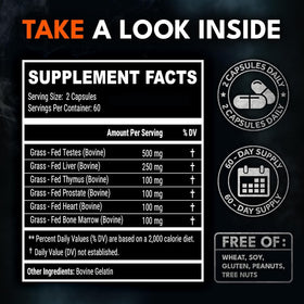 Composition des capsules de compléments organes de bovin IRONCLAD NUTRITION