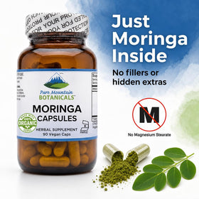 Composition des capsules de Moringa 1000mg Pure Mountain Botanicals
