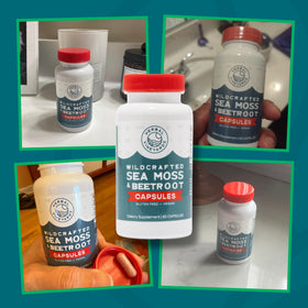 Composition des capsules de mousse d'Irlande avec betterave, ingrédients visibles