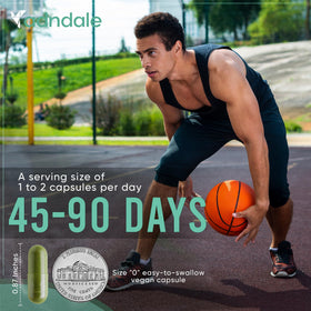 Composition des capsules de mousse de mer Adndale à côté d'ingrédients naturels